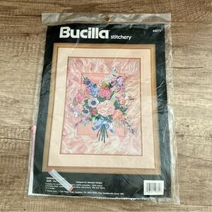 Bucilla Embroidery Kit 40371 Spring Encore Pink Floral Bouquet 14 x 17